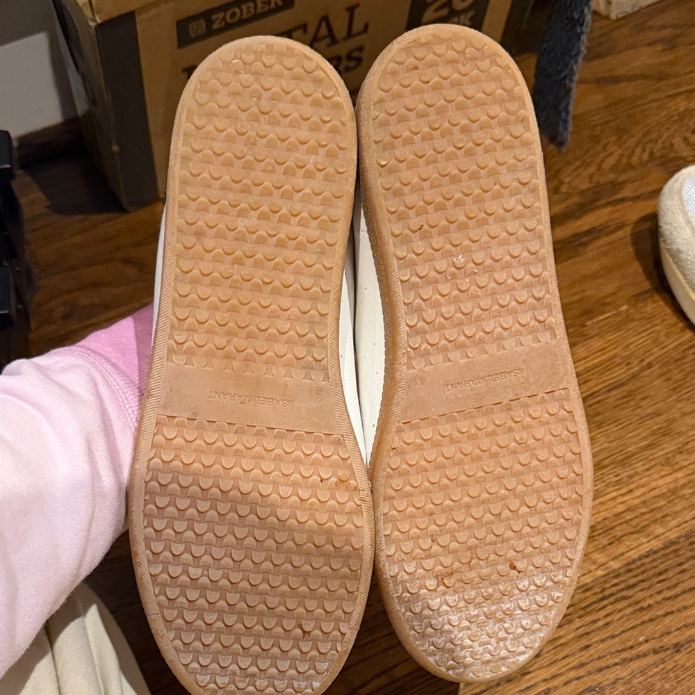 Isabel Marat White Leather Velcro Sneakers with Suede Toe - Picture 3 of 6